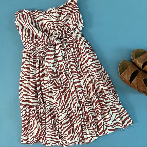 NWT Anthropologie By Together Zebra Print Strapless Mini Dress - Picture 3 of 5